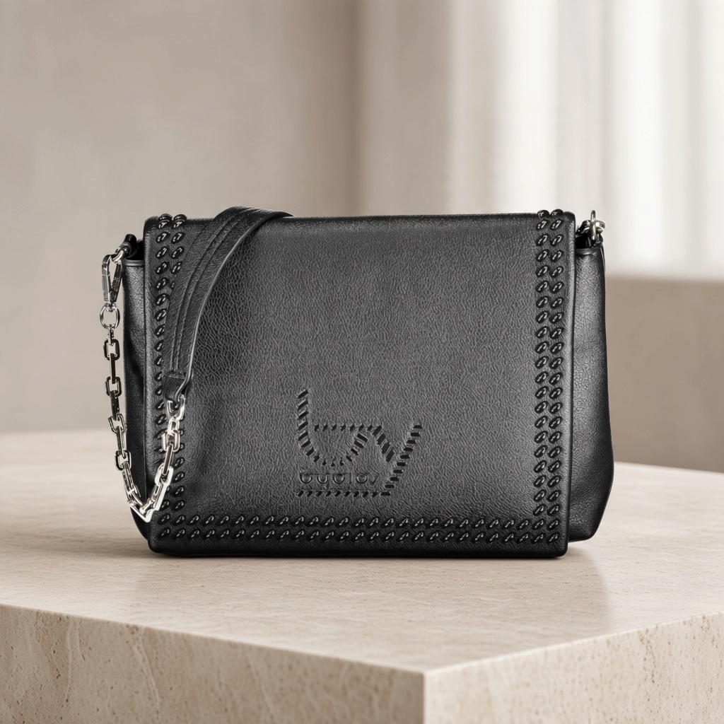 Bolso Byblos de liquidationlive en color negro con detalle trenzado en el contorno y cadena plateada