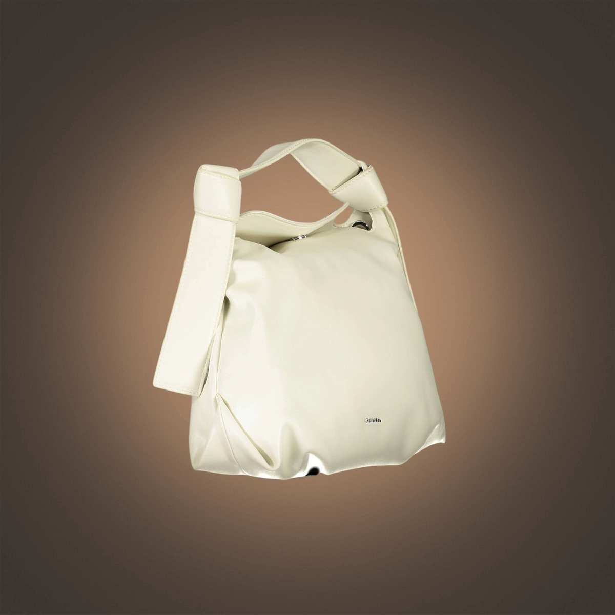 Bolso de hombro Calvin Klein en color blanco roto con asa superior y diseño minimalista de liquidationlive