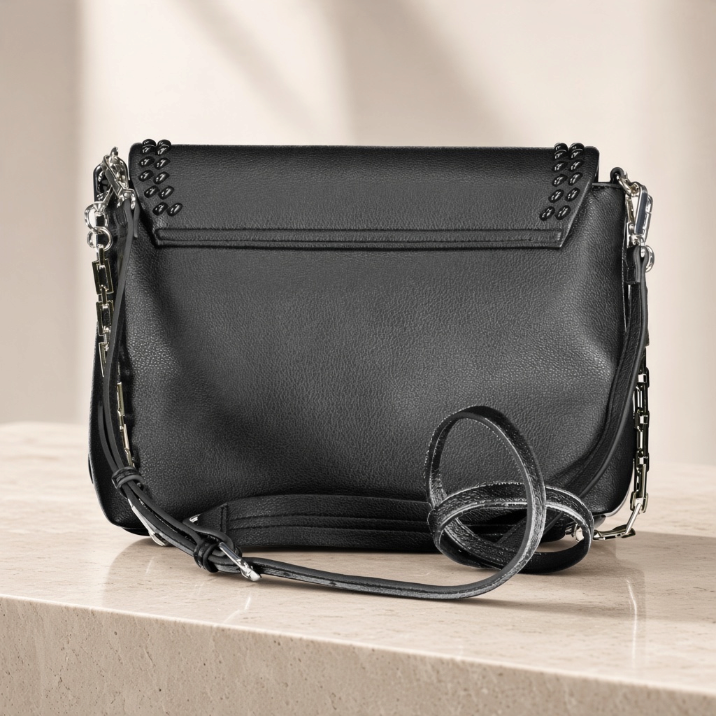 Bolso negro liquidationlive Byblos con solapa, detalle trenzado, cadena plateada y bandolera ajustable