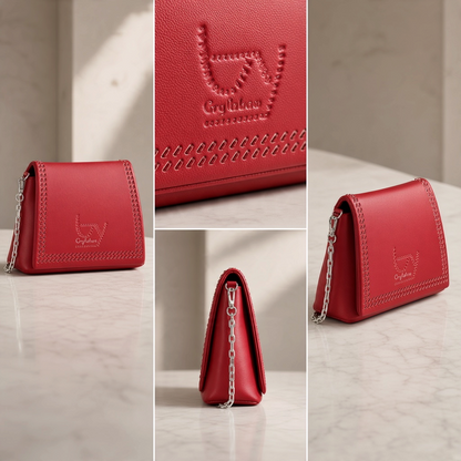 Bolso Byblos de liquidationlive en color rojo con detalle trenzado en el contorno y cadena plateada