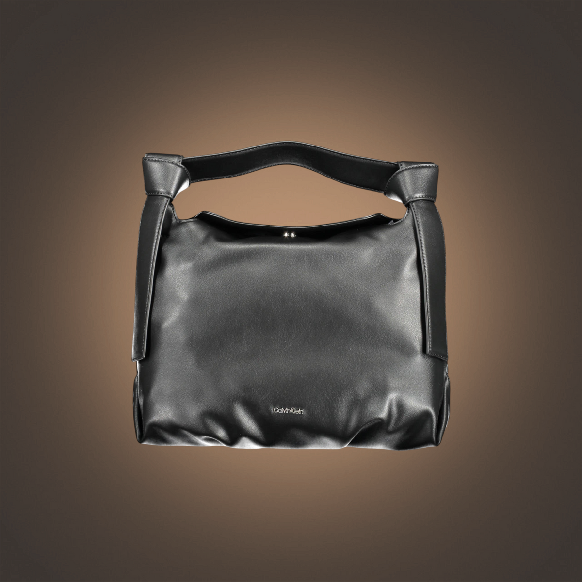 Bolso de mano negro Calvin Klein de liquidationlive con asa superior, cierre a presión y logotipo metálico frontal