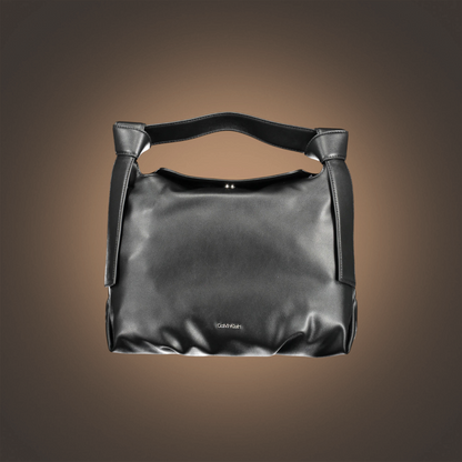 Bolso de mano negro Calvin Klein de liquidationlive con asa superior, cierre a presión y logotipo metálico frontal