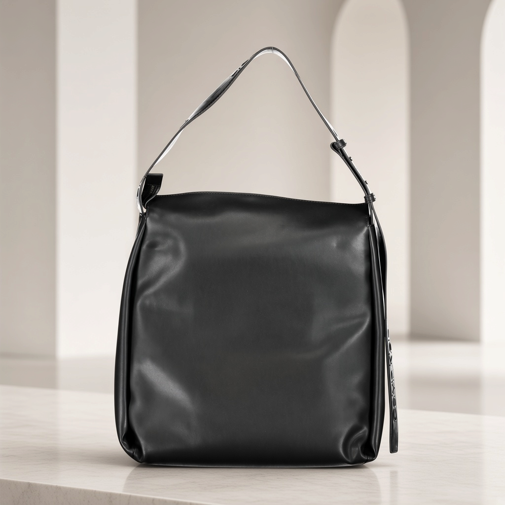 Bolso de hombro negro Calvin Klein de liquidationlive con asa ajustable y detalle de marca en relieve.
