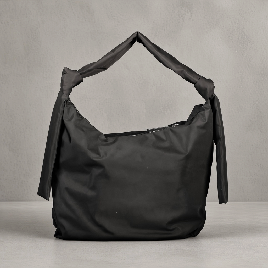 Bolso de hombro negro liquidationlive con asa anudada y tiras laterales decorativas en diseño minimalista