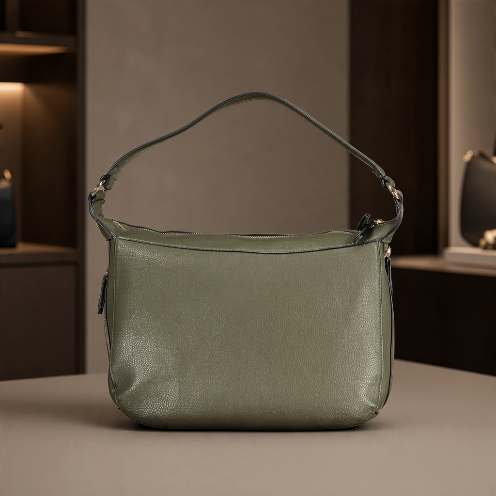 Bolso de hombro liquidationlive Valentino Oregon Re en color verde militar con textura granulada y asa superior