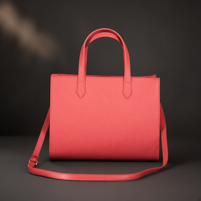 Bolso de mano liquidationlive en color rosa coral con doble asa y correa bandolera ajustable