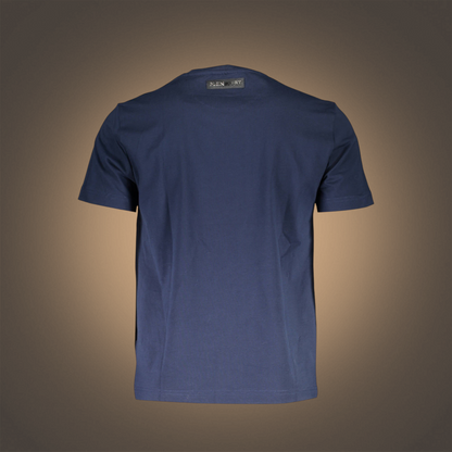 Vista trasera de la camiseta azul marino Plein Sport con etiqueta de marca en el cuello