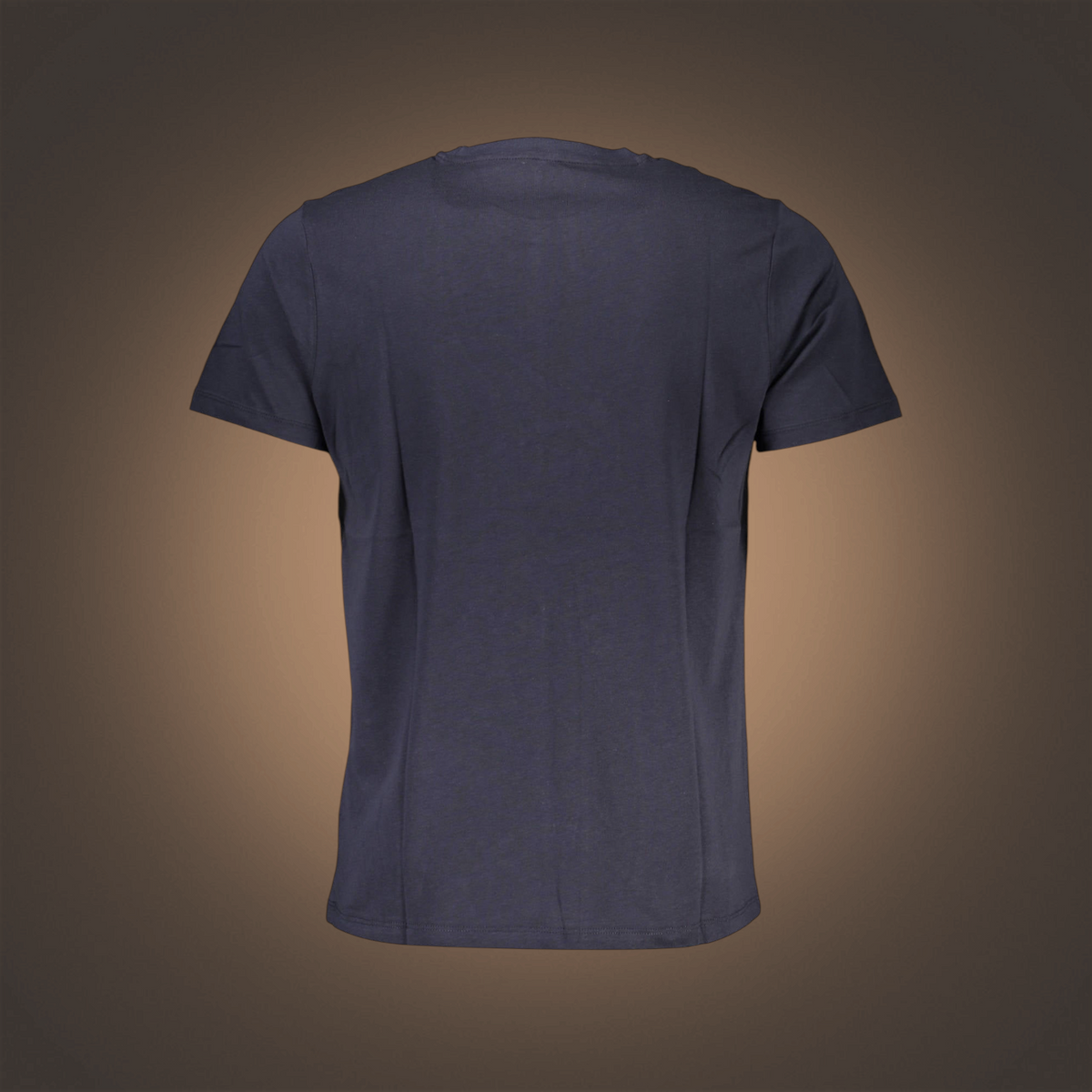 Vista trasera de camiseta de manga corta azul noche Gian Marco Venturi con cuello redondo y corte casual