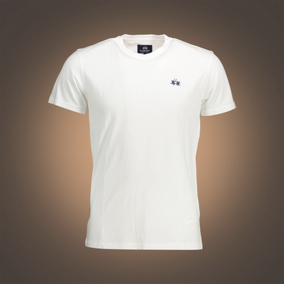 Camiseta blanca de algodón La Martina con cuello redondo y logo bordado en el pecho, estilo casual de liquidationlive
