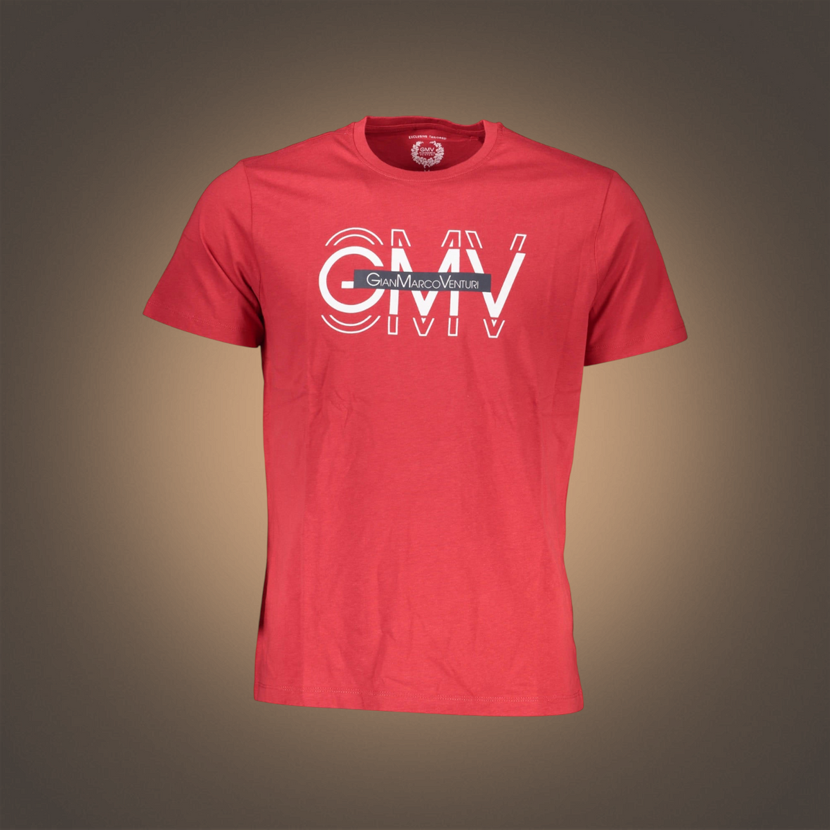 Camiseta roja de manga corta Gian Marco Venturi con logotipo estampado en blanco y cuello redondo