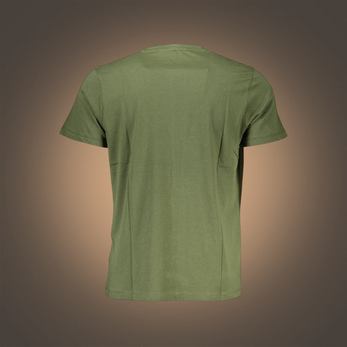 Vista trasera de camiseta de manga corta liquidationlive Gian Marco Venturi en color verde militar con cuello redondo