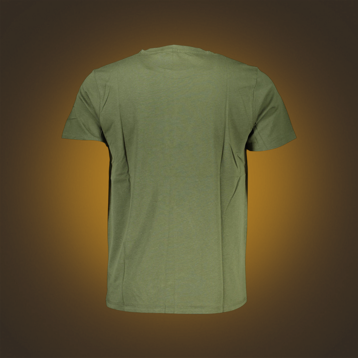 Camiseta de manga corta Gian Marco Venturi en color verde militar con cuello redondo, vista trasera