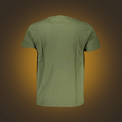 Camiseta de manga corta Gian Marco Venturi en color verde militar con cuello redondo, vista trasera