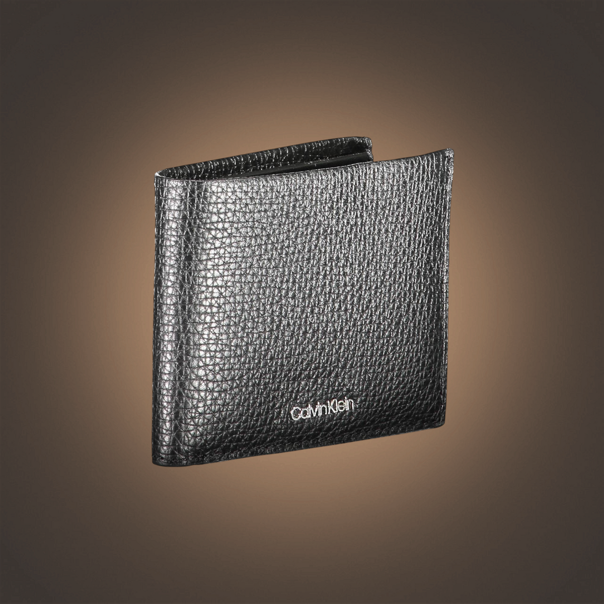 Cartera negra de piel texturizada Calvin Klein de liquidationlive con logotipo plateado en la parte inferior
