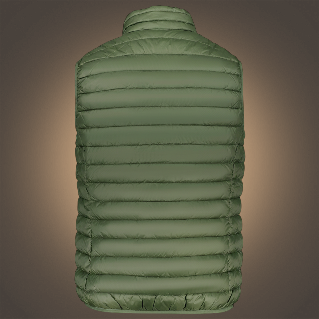 Chaleco acolchado verde de liquidationlive para hombre, diseño sin mangas ideal para entretiempo.