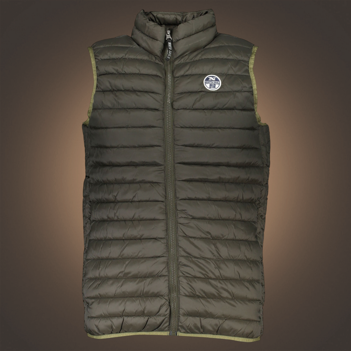 Chaleco acolchado verde North Sails de liquidationlive con cremallera frontal y logotipo en el pecho