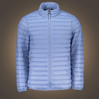 Chaqueta acolchada ligera azul cielo de liquidationlive con cremallera y cuatro bolsillos funcionales