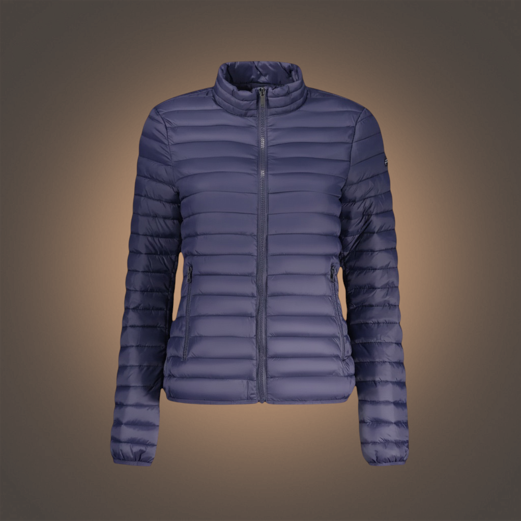 Chaqueta acolchada azul marino para mujer de liquidationlive con cierre de cremallera y bolsillos laterales