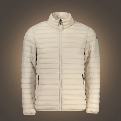 Chaqueta acolchada beige Norway 1963 de liquidationlive con cremallera frontal y cuatro bolsillos prácticos