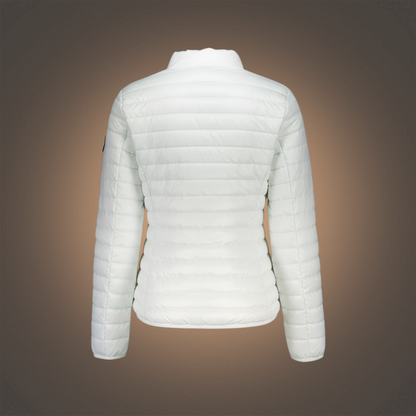 Chaqueta acolchada blanca de mujer Norway 1963 con cierre de cremallera y diseño ligero de liquidationlive