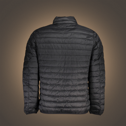Vista trasera de chaqueta acolchada negra Norway 1963 con cremallera y diseño ligero