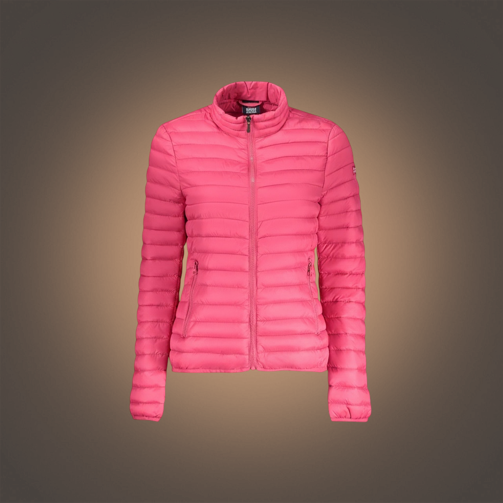 Chaqueta acolchada rosa de mujer Norway 1963 de liquidationlive con cremallera y bolsillos laterales