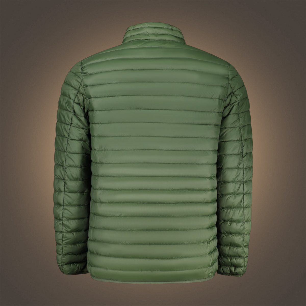 Chaqueta acolchada verde de Norway 1963 de liquidationlive, vista trasera con diseño ligero y cremallera