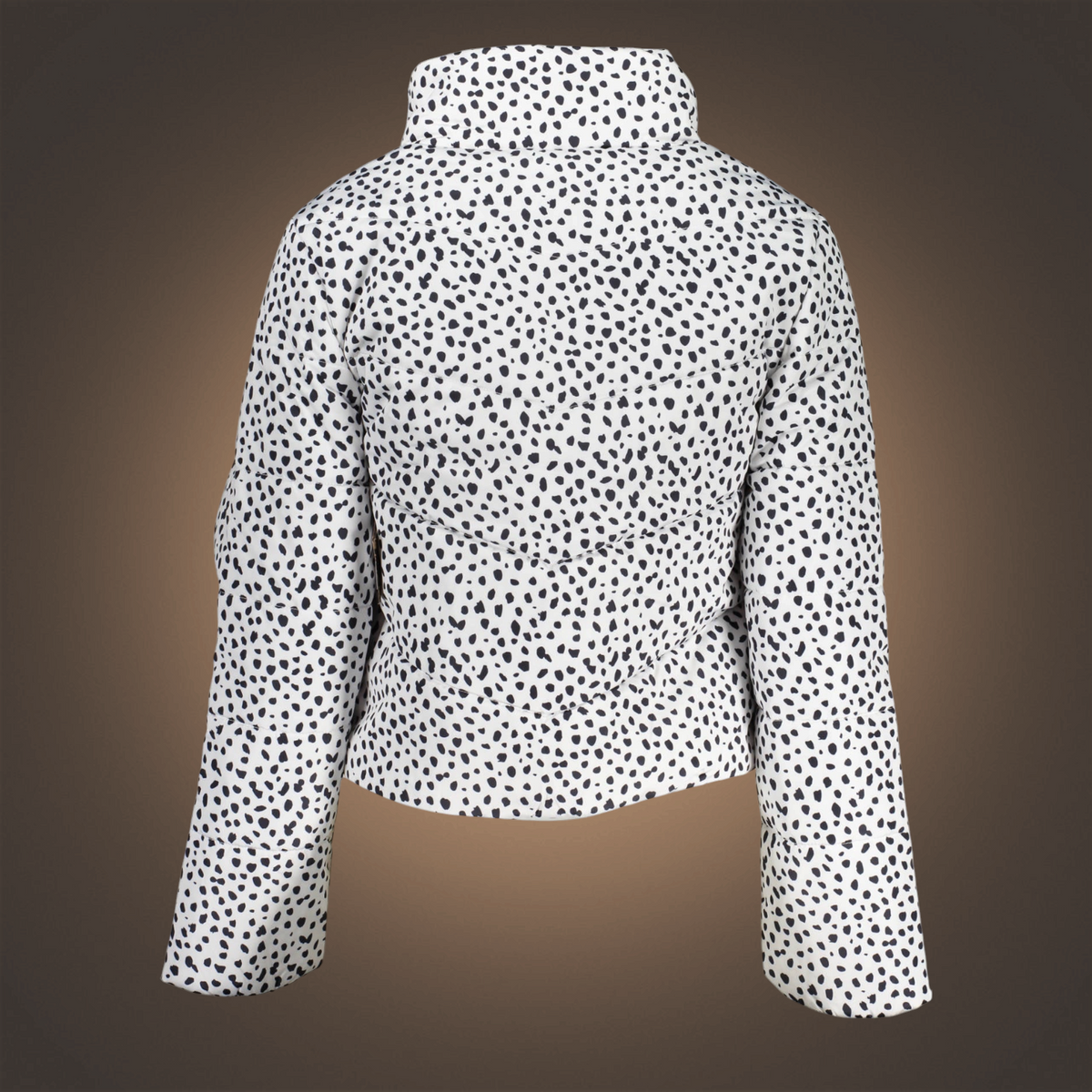 Chaqueta blanca con estampado de puntos negros de liquidationlive, vista trasera de estilo casual para niñas