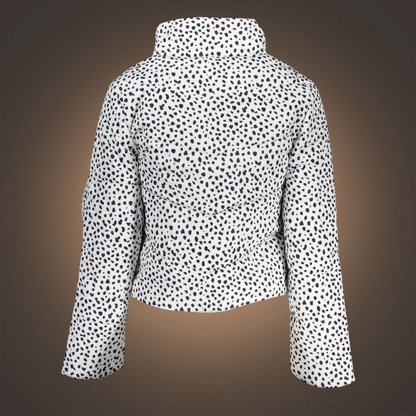 Chaqueta blanca con estampado de puntos negros de liquidationlive, vista trasera de estilo casual para niñas