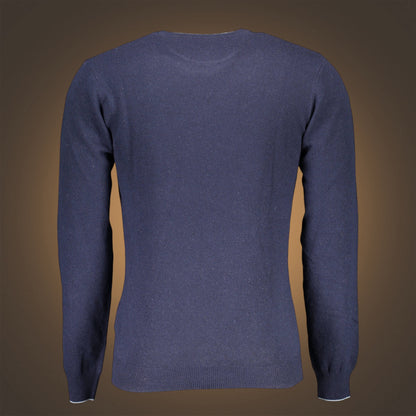 Jersey azul de manga larga U.S. Polo Assn. con cuello redondo y corte ajustado, vista trasera