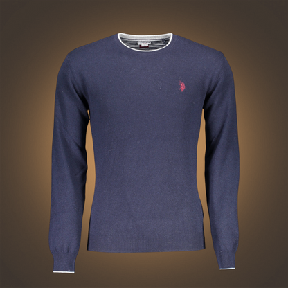 Jersey azul de corte ajustado U.S. Polo Assn. con cuello redondo y logo bordado en contraste