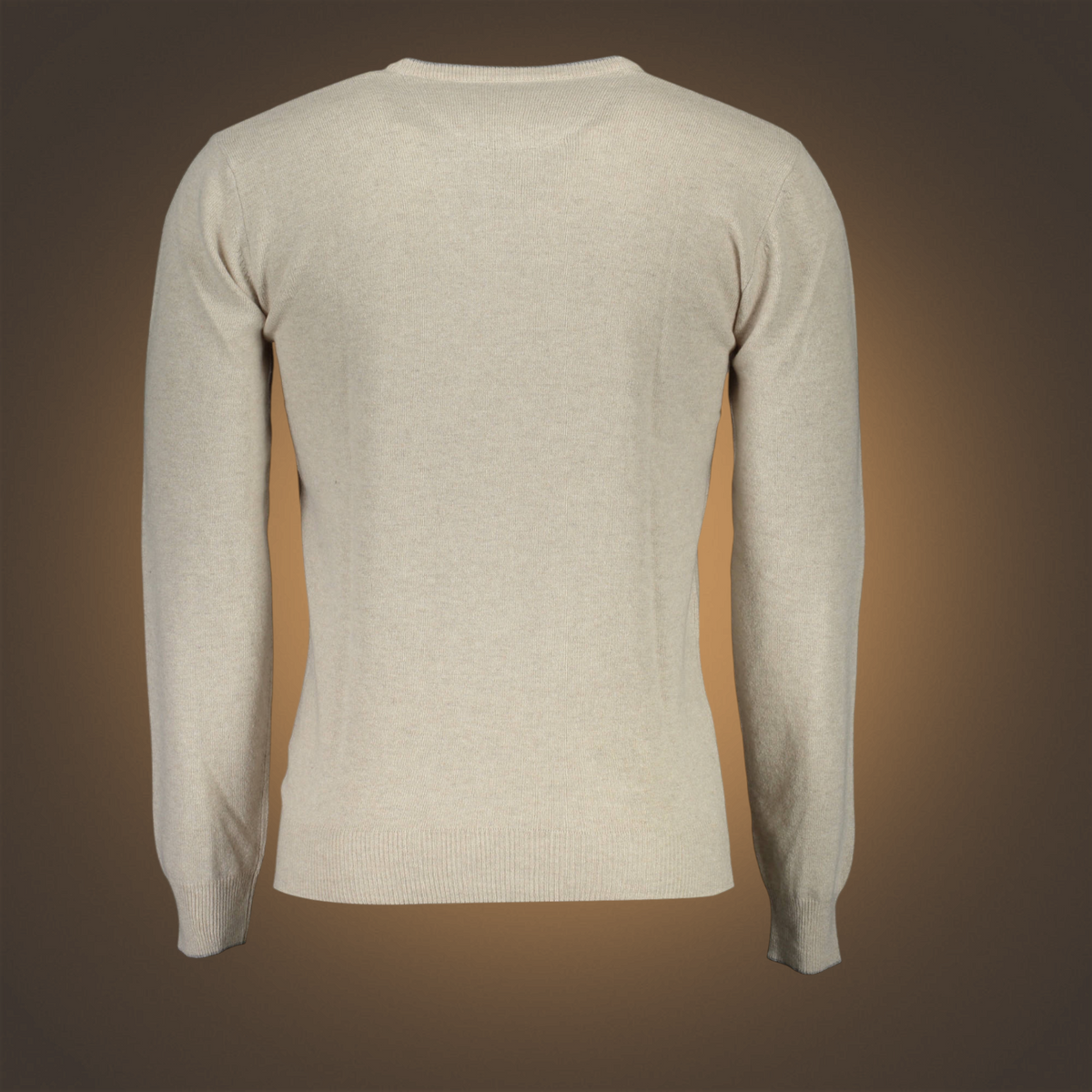 Jersey beige de punto de U.S. Polo Assn. con cuello redondo y corte ajustado, vista trasera