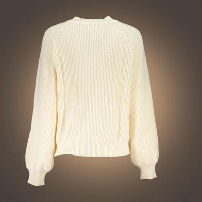 Jersey de punto blanco de cuello alto Desigual con mangas largas y textura acanalada, vista trasera