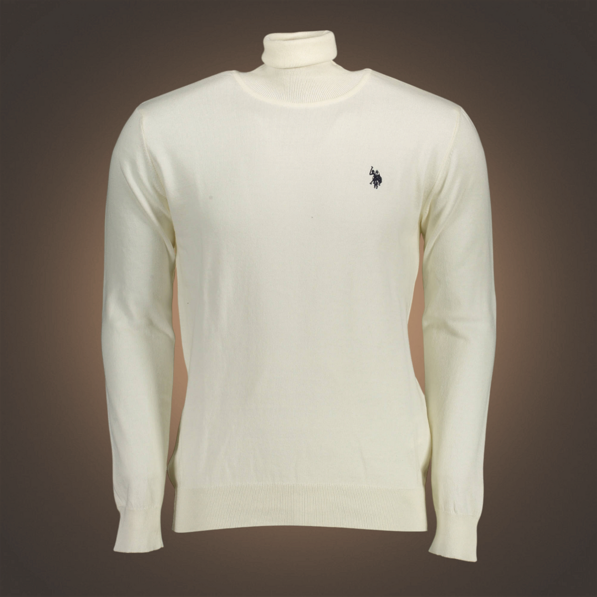 Jersey de cuello alto blanco para hombre de liquidationlive con logotipo bordado de U.S. Polo Assn. en el pecho