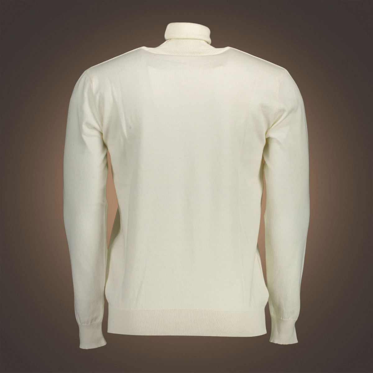 Jersey de cuello alto blanco para hombre de liquidationlive con diseño de manga larga y tejido de punto fino