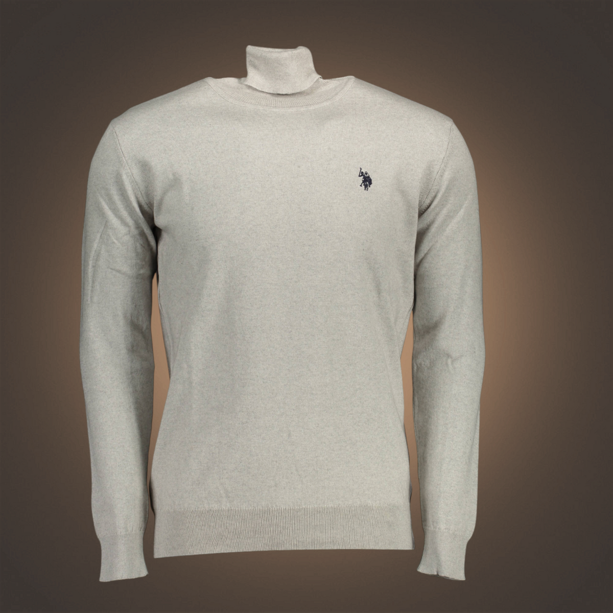 Jersey de cuello alto gris para hombre de liquidationlive con logotipo bordado de U.S. Polo Assn. en el pecho