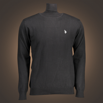 Jersey de cuello alto negro para hombre de liquidationlive con logotipo bordado en el pecho