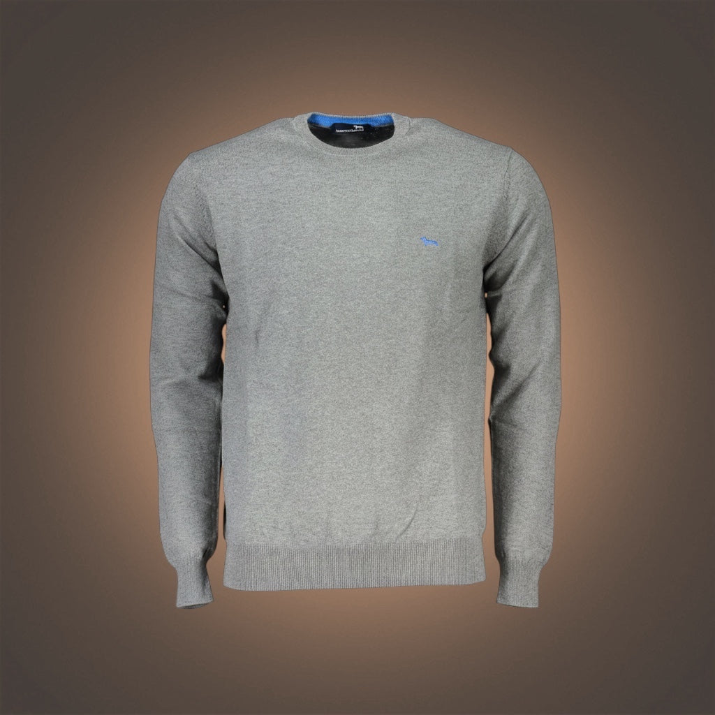 Jersey de punto gris con cuello redondo y logo bordado de la marca liquidationlive Harmont & Blaine