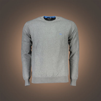 Jersey de punto gris con cuello redondo y logo bordado de la marca liquidationlive Harmont & Blaine
