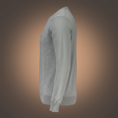 Jersey de punto fino gris de Harmont & Blaine para hombre con cuello redondo y logo bordado, vista lateral