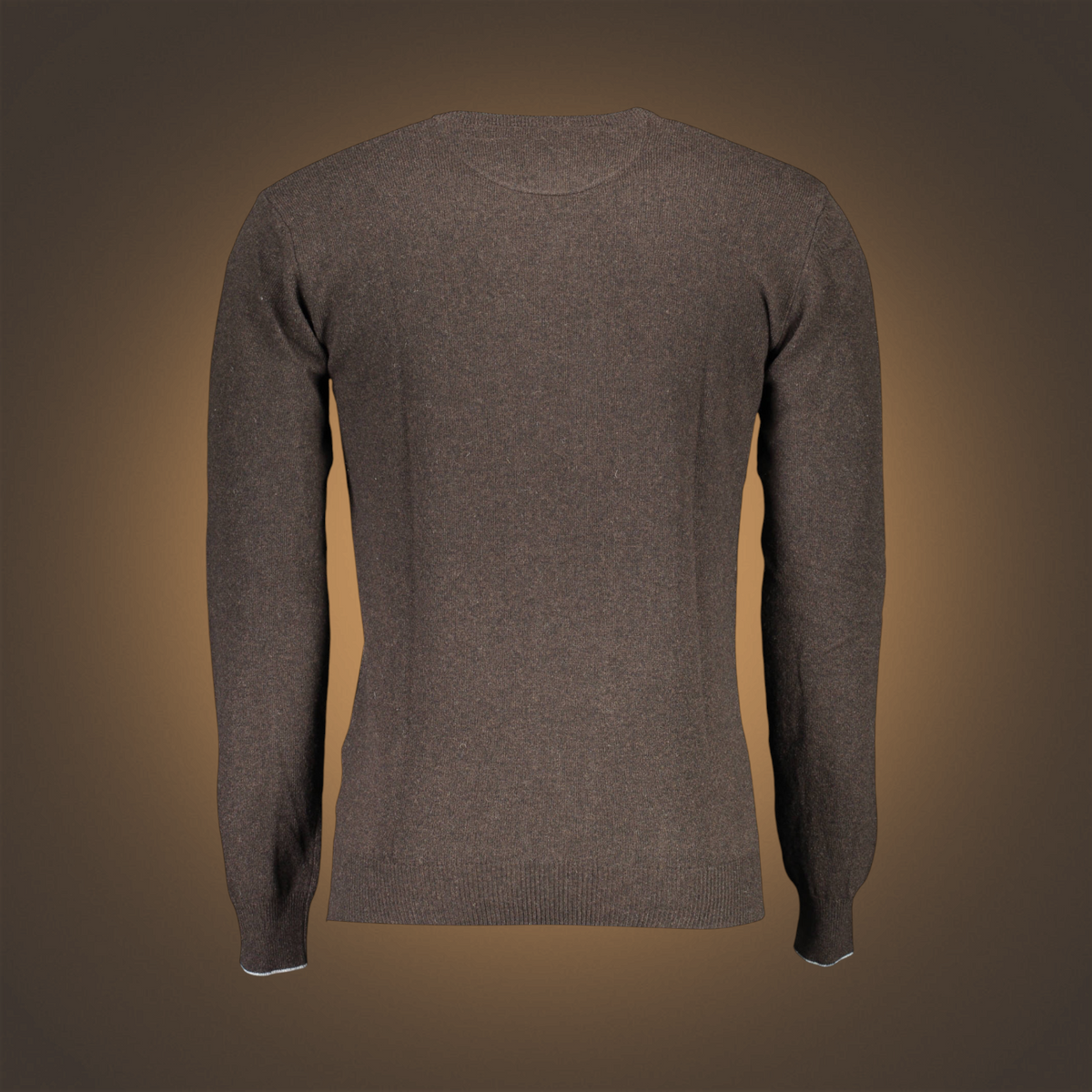 Jersey de punto marrón de U.S. Polo Assn. con cuello redondo y corte ajustado, vista trasera