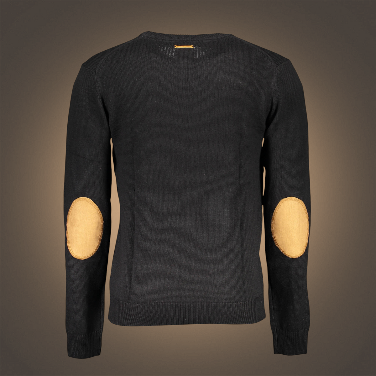 Jersey de punto negro liquidationlive con coderas en contraste color camel y cuello redondo