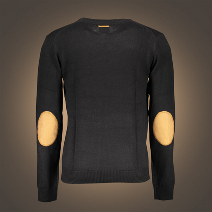 Jersey de punto negro liquidationlive con coderas en contraste color camel y cuello redondo