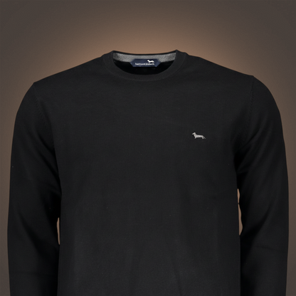 Jersey de punto fino negro de liquidationlive con cuello redondo y logo bordado de Harmont & Blaine en el pecho