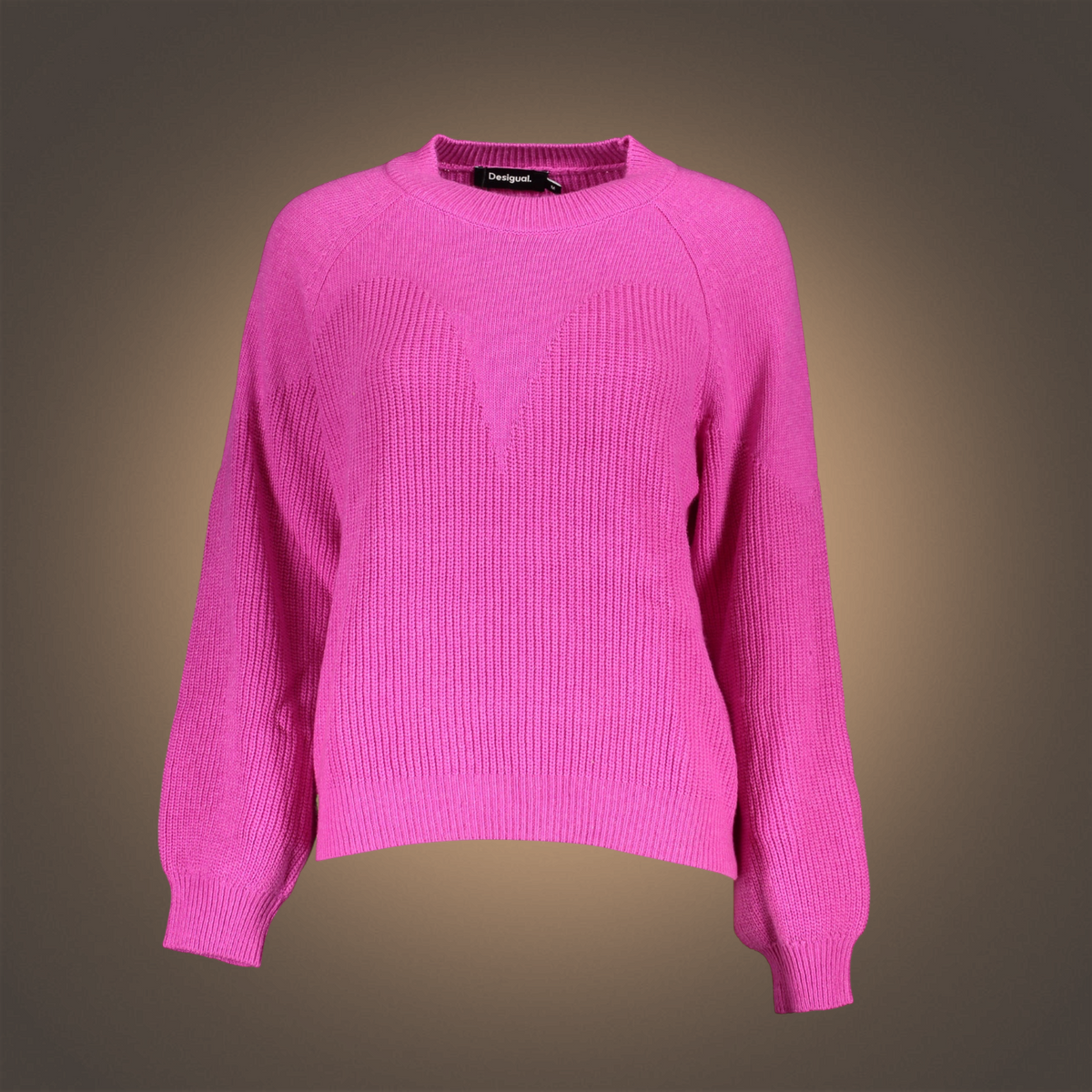 Jersey de punto rosa de cuello alto Desigual con diseño de manga larga y textura acanalada