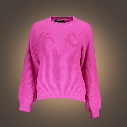 Jersey de punto rosa de cuello alto Desigual con diseño de manga larga y textura acanalada
