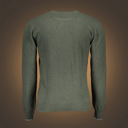 Jersey de punto verde de manga larga liquidationlive con cuello redondo y corte ajustado, vista trasera