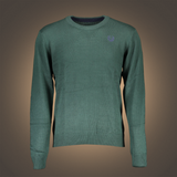 Gian Marco Venturi sweater — Embroidery and contrast in forest and charcoal tones