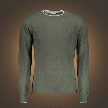 Jersey verde de manga larga U.S. Polo Assn. con cuello redondo y detalles en contraste de liquidationlive