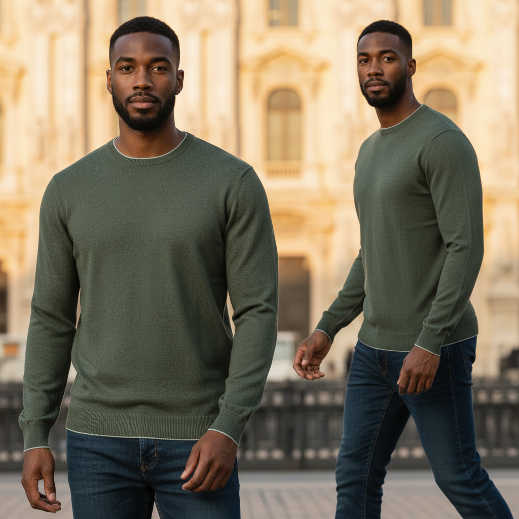 Jersey verde de cuello redondo U.S. Polo Assn. de liquidationlive con corte ajustado y detalles en contraste